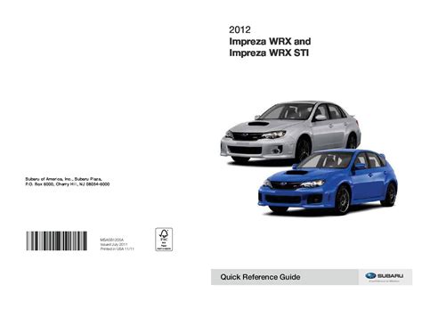 2012 Subaru Impreza Owners Manual